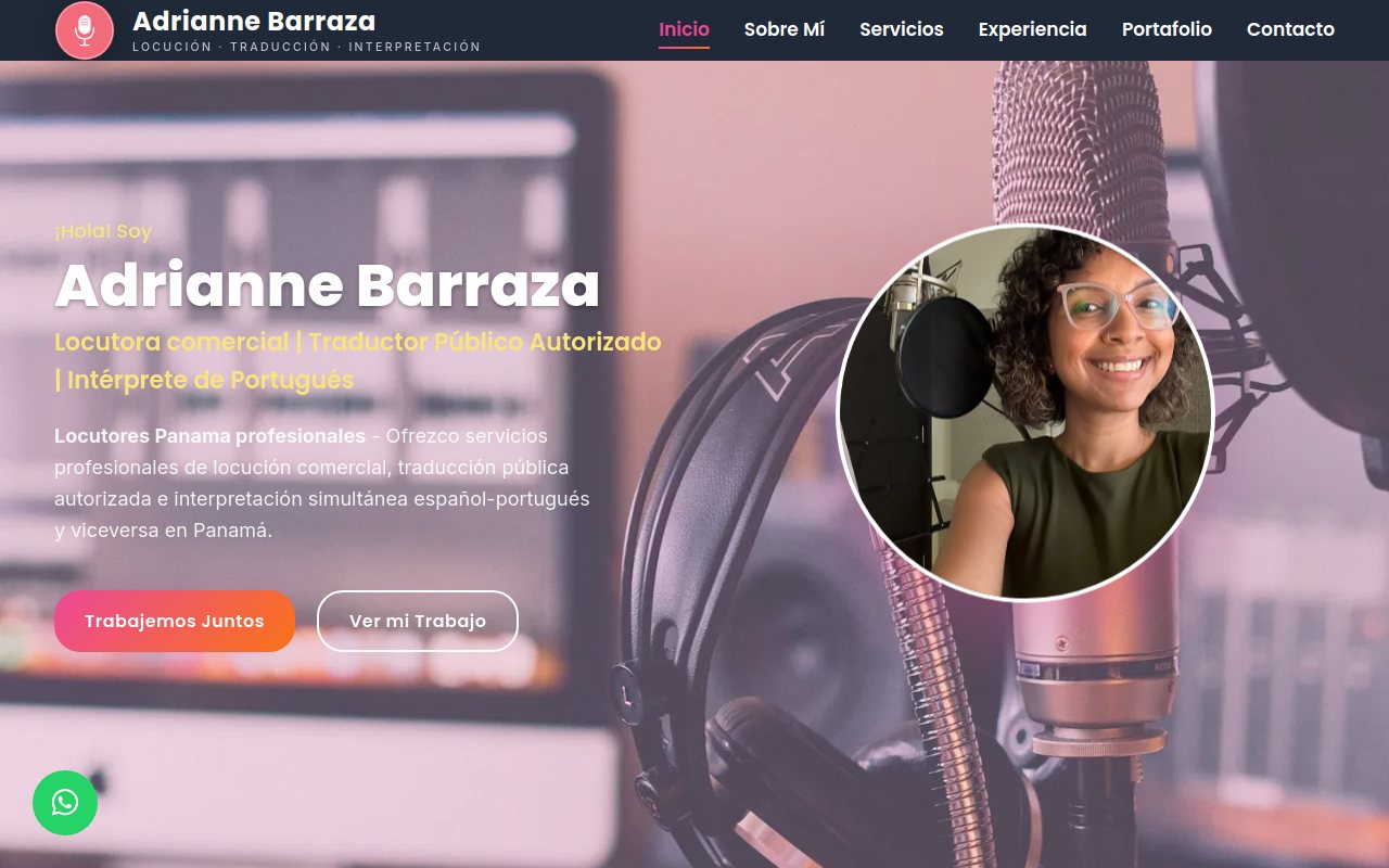 Adrianne Barraza — landing desktop