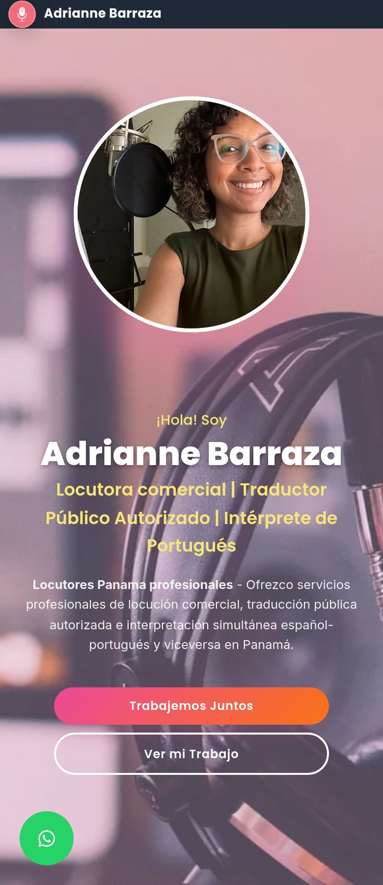 Adrianne Barraza — landing móvil