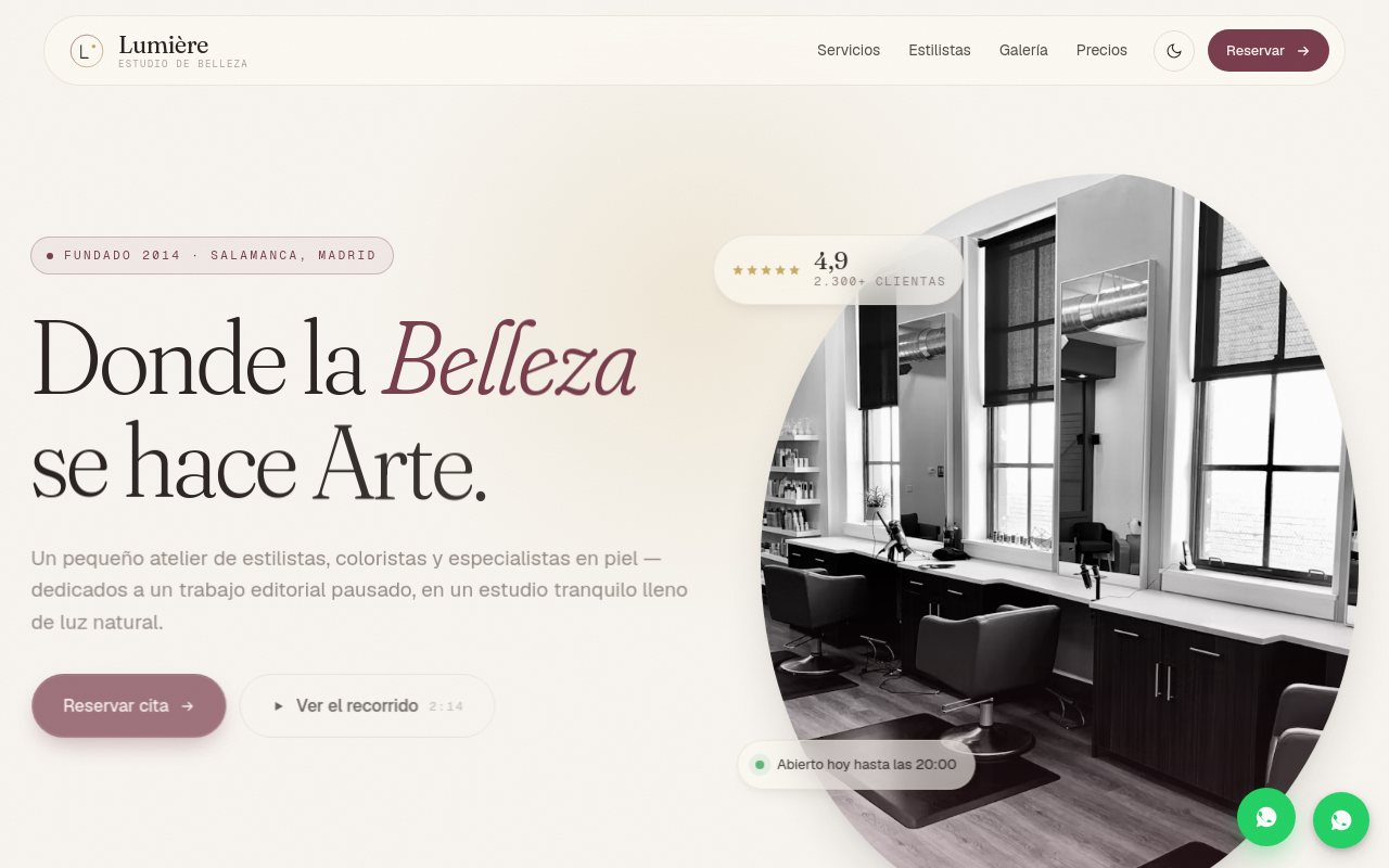 Lumière Estudio — landing desktop