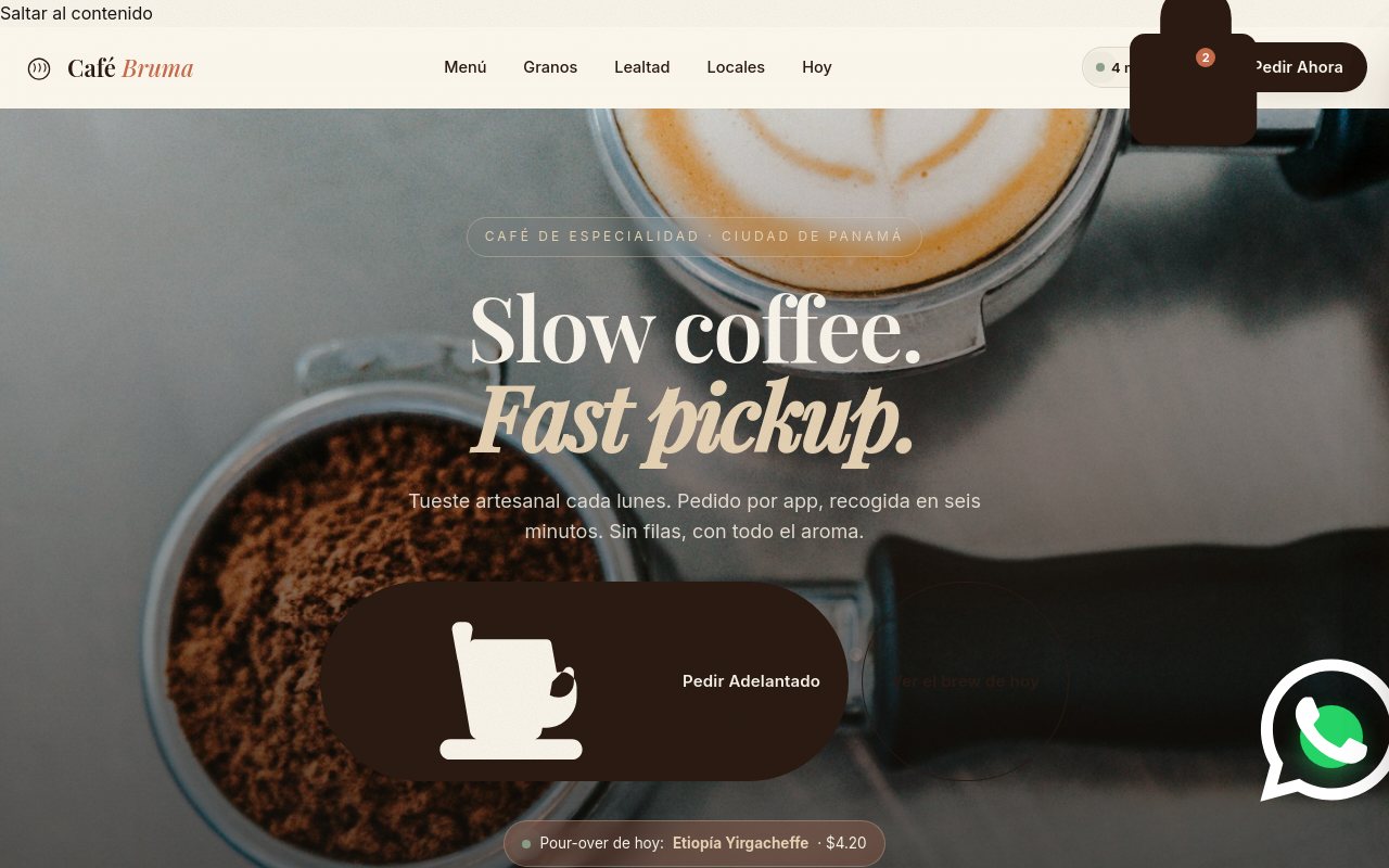 Café Bruma — landing desktop