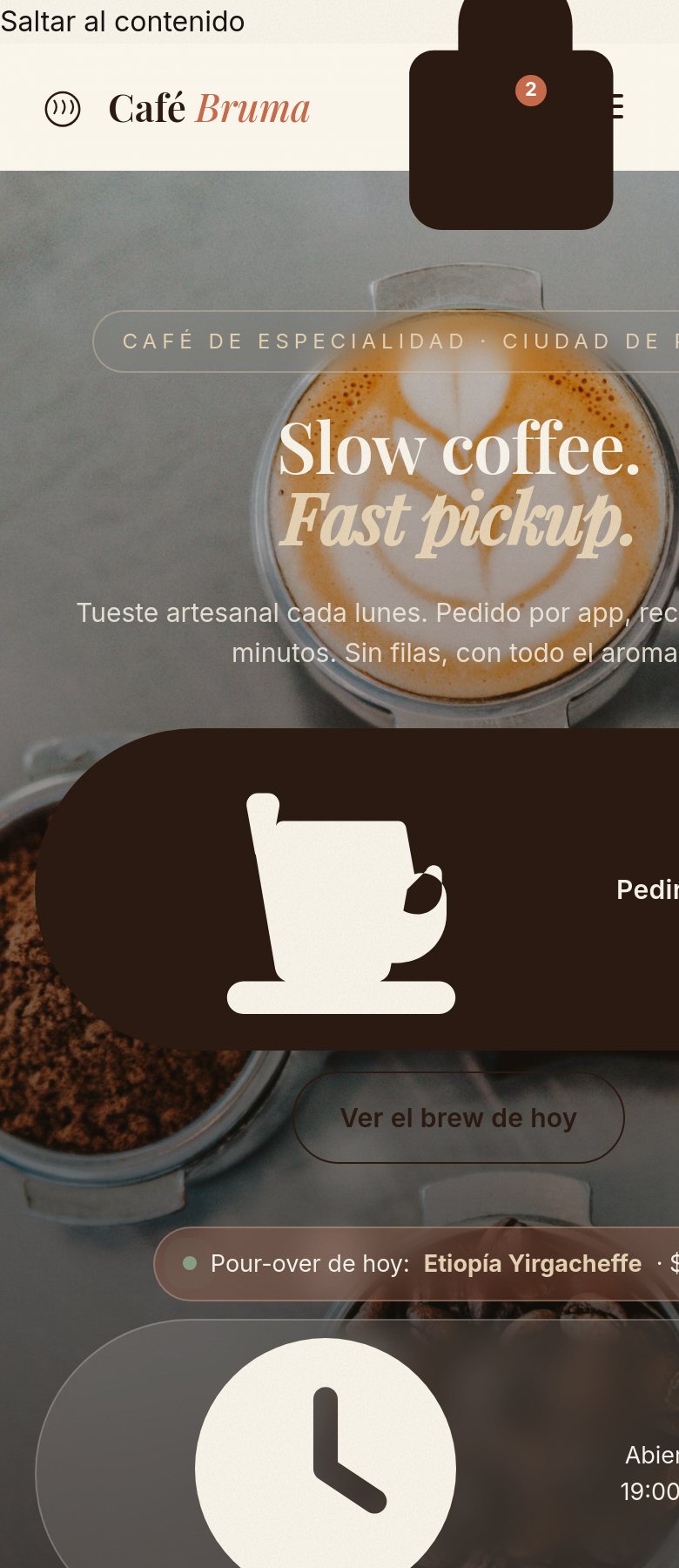 Café Bruma — landing móvil