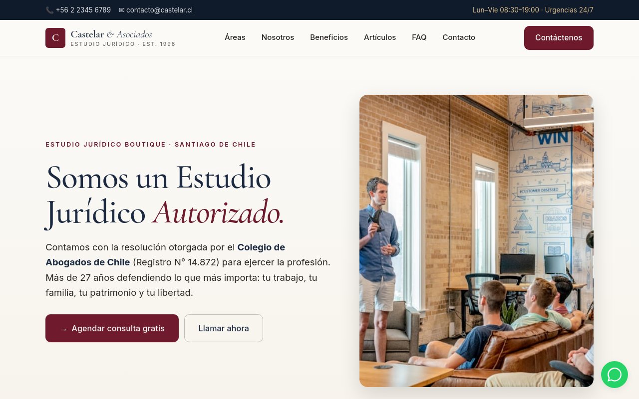 Castelar & Asociados — landing desktop