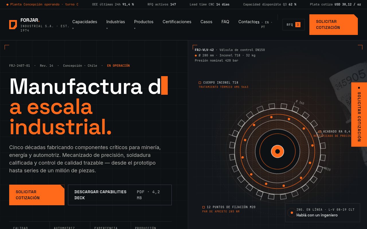Forjar Industrial — landing desktop