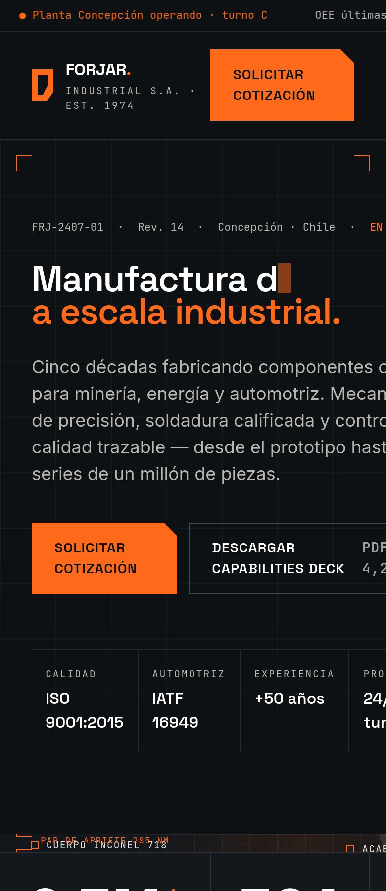 Forjar Industrial — landing móvil