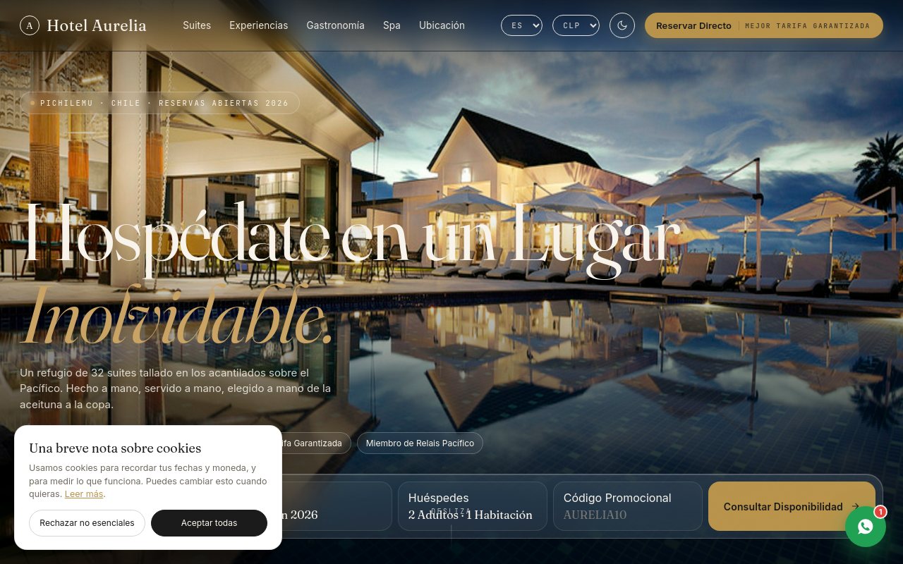 Hotel Aurelia — landing desktop
