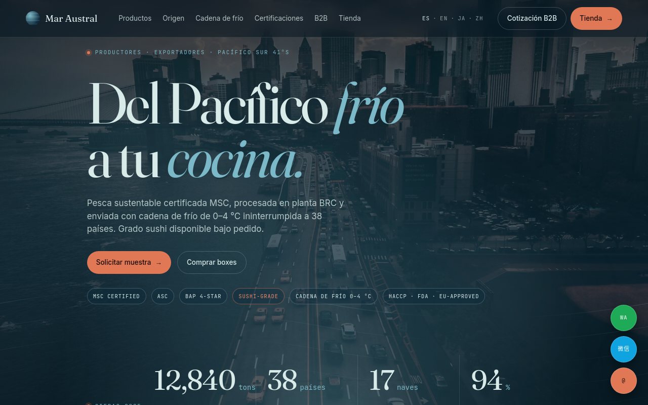 Mar Austral — landing desktop