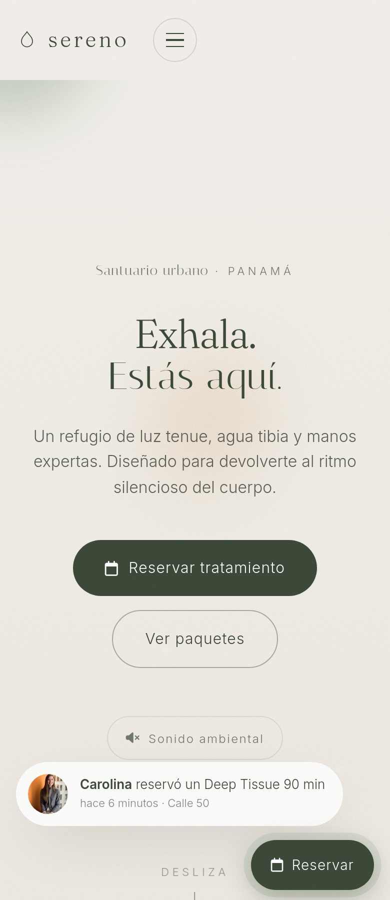 Sereno Wellness — landing móvil